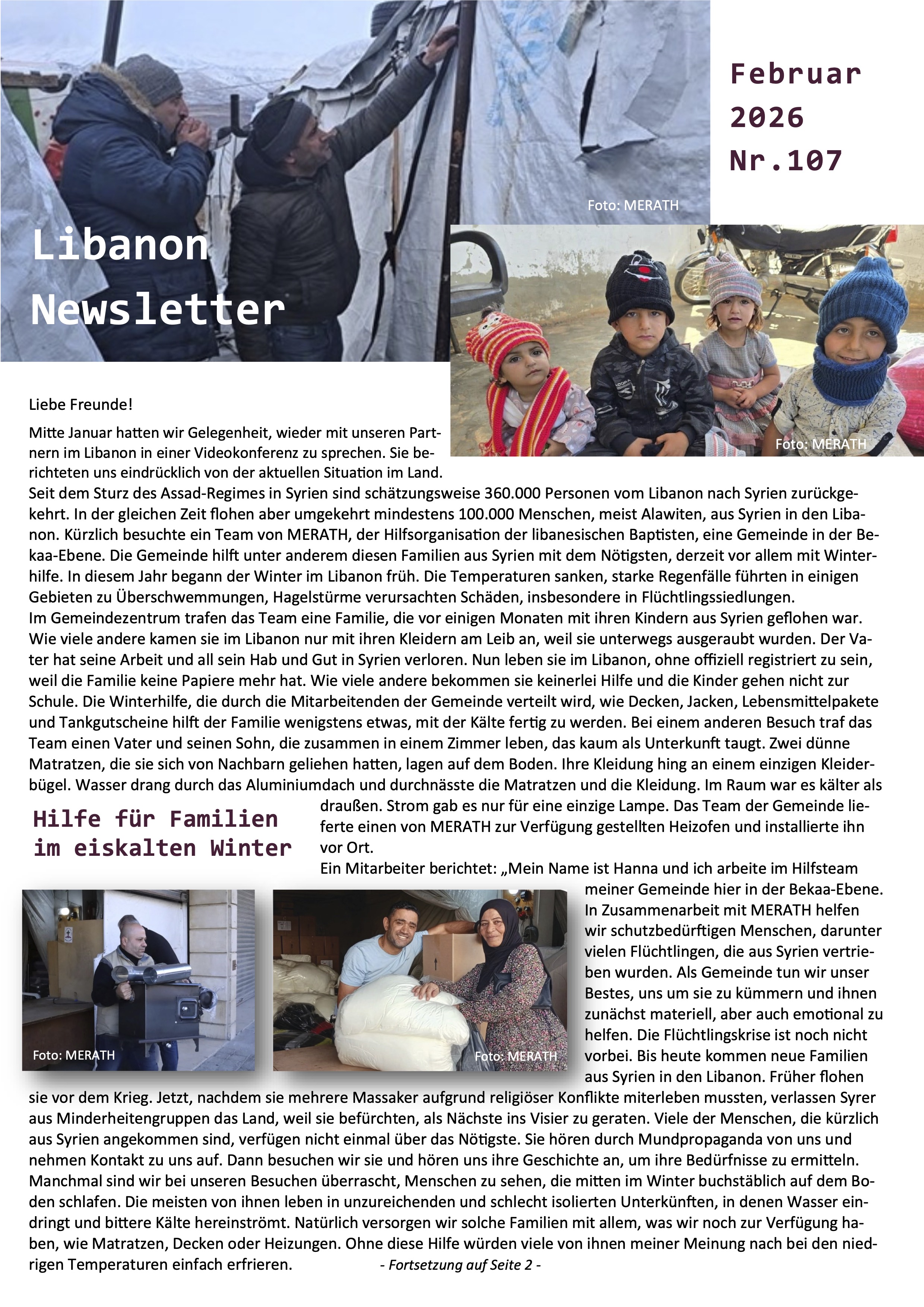 libanon newsletter februar 2026